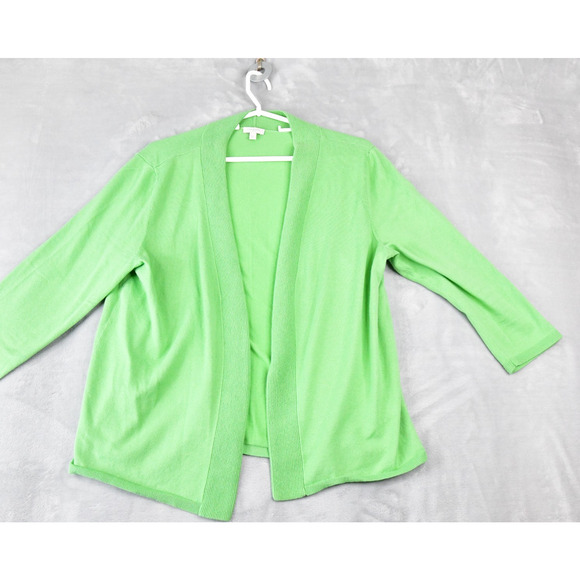 Talbots Cardigan Womens XL Green Open Front Sweater Stretch - Picture 1 of 8